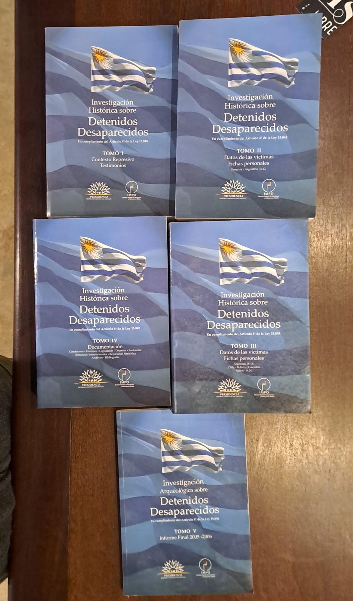 INVESTIGACION HISTORICA SOBRE DETENIDOS DESAPARECIDOS 5 TOMOS (Usado impecable)