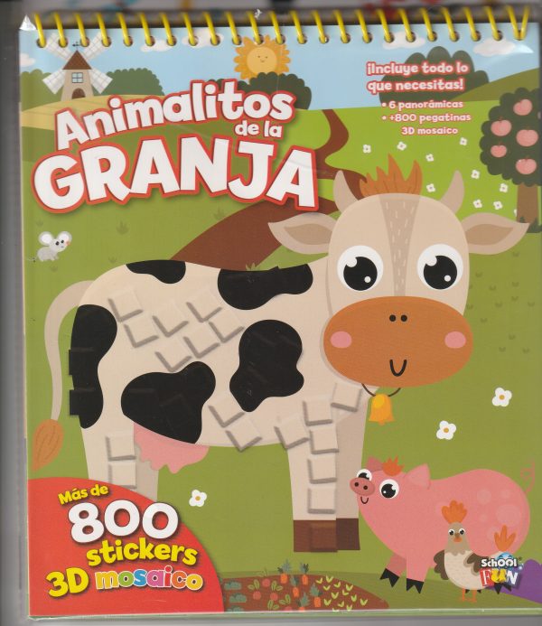 ANIMALITOS DE LA GRANJA - Incluye 6 panoramicas, 800 pegatinas y 3D mosaico