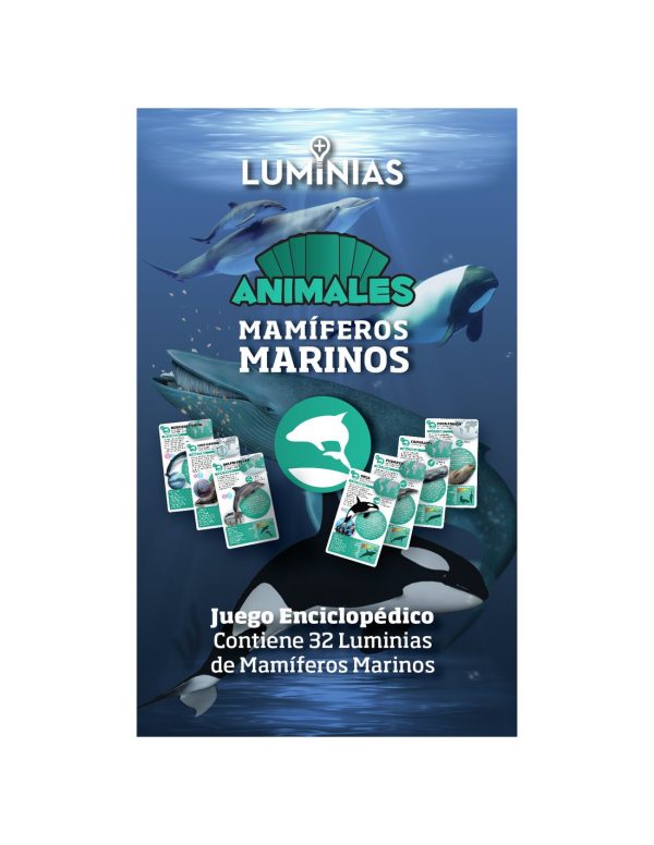 MAMIFEROS MARINOS - UN MINILIBRO Y 32 CARTAS LUMINIAS