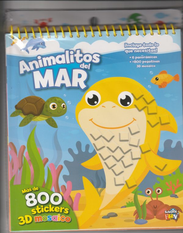 ANIMALITOS DEL MAR - Incluye 6 panoramicas, 800 pegatinas y 3D mosaico