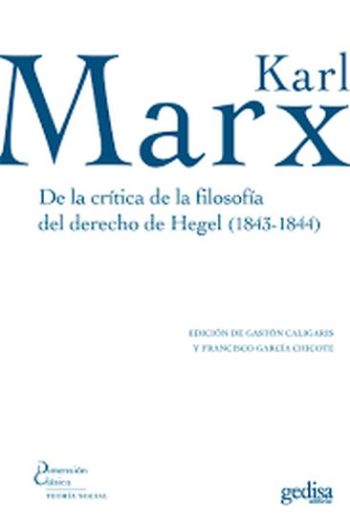 DEL LA CRITICA DE LA FILOSOFÍA DEL DERECHO DE HEGEL (1843-1844)